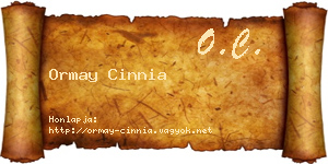 Ormay Cinnia névjegykártya